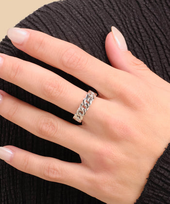 Women's Cuban Link Ring - Silver