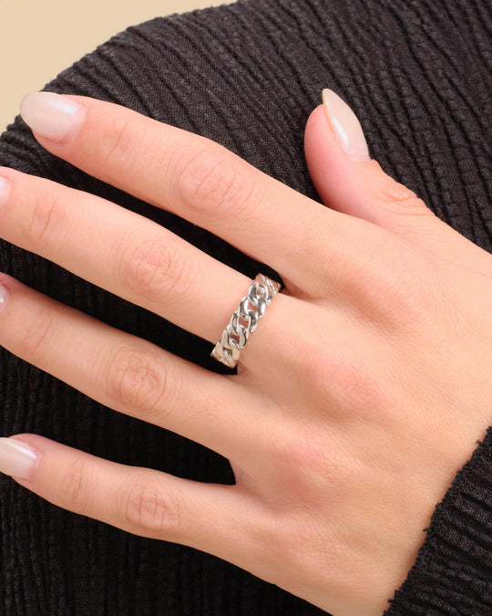 Women's Cuban Link Ring - Silver - Image 2/2