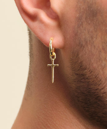 Dagger Cross Earring - Gold