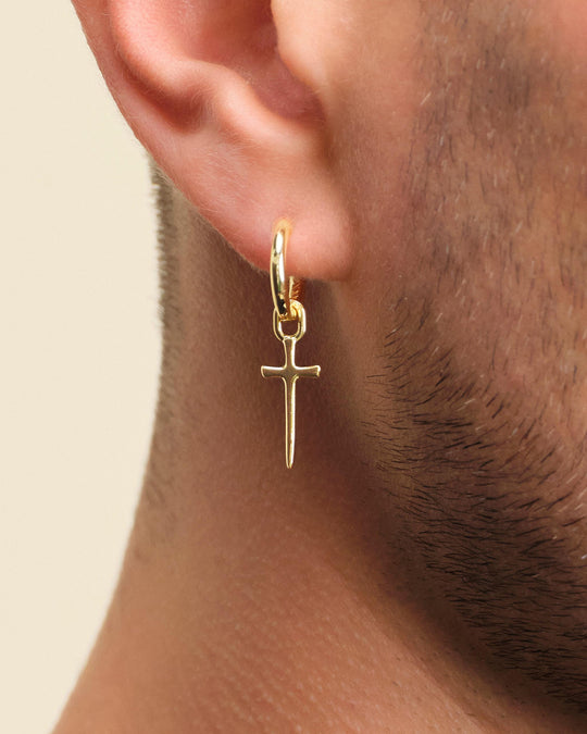 Dagger Cross Earring - Gold - Image 2/2