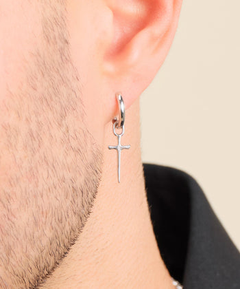 Dagger Cross Earring - Silver