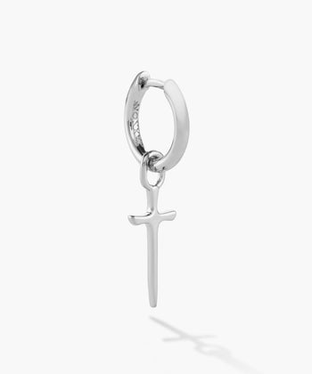 Dagger Cross Earring - Silver