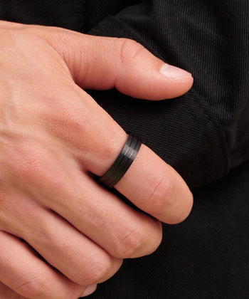 Double Channel Tungsten Band - Black