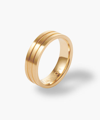 Double Channel Tungsten Band - Gold