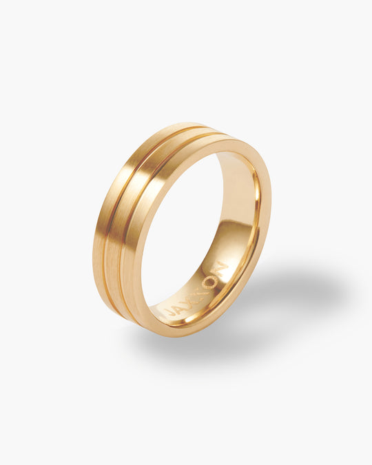 Double Channel Tungsten Band - Gold - Image 1/2