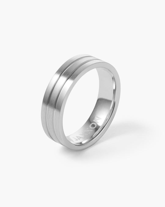 Double Channel Tungsten Band - Silver - Image 1/2