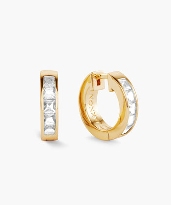 Picture of Emerald Cut Inset Hoop Earrings - Gold
