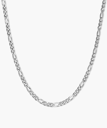 White Gold Flat Figaro Chain - 3mm