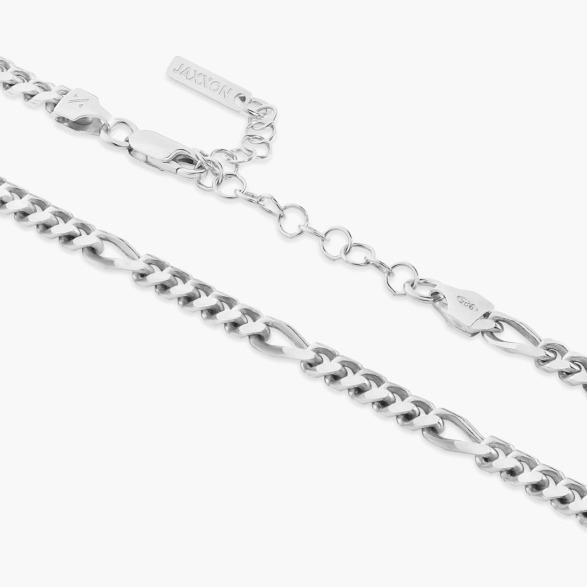 JAXXON 8mm Figaro Silver Bracelet | 8