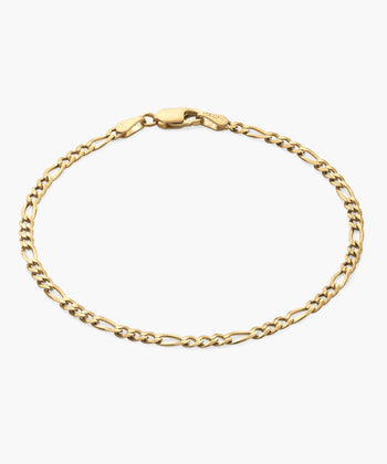 Solid Gold Flat Figaro Bracelet - 3mm