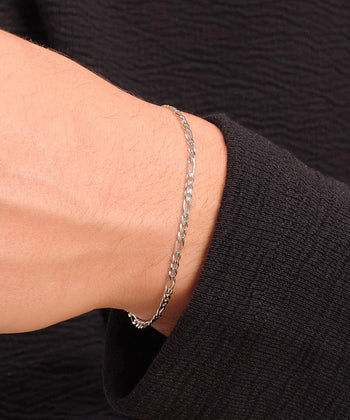 Picture of White Gold Flat Figaro Bracelet - 3mm