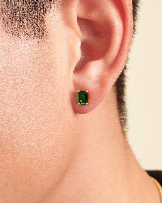 Green Emerald Cut Stud Earrings - Image 2/2