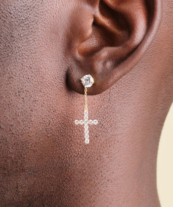 Picture of Hanging Cross Stud Earring - Gold