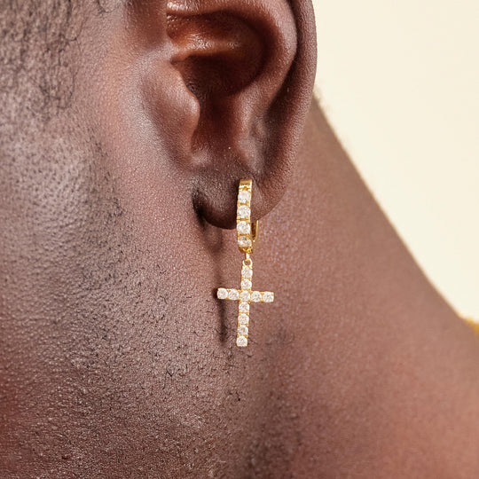 Hanging Studded Cross Earring - Image 2/2