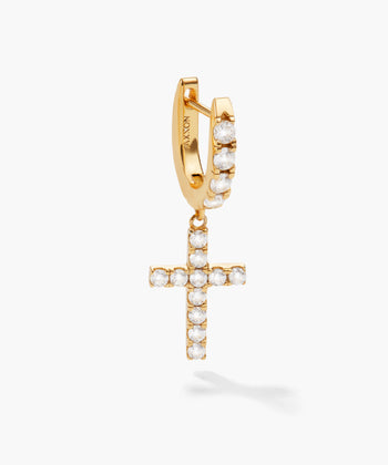 Hanging Studded Cross Earring