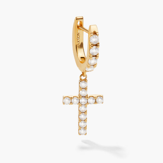 Hanging Studded Cross Earring - Image 1/2