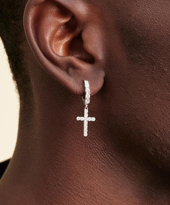 Hanging Studded Cross Earring