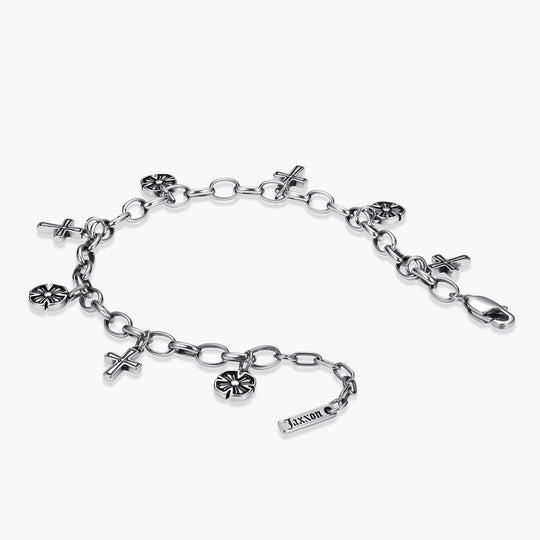 JAXXON Heritage Charm Silver Bracelet | 7.5/8.5