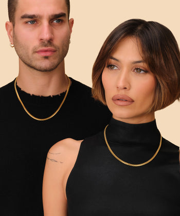 Picture of His and Hers Cuban 5mm Chain Set - Gold