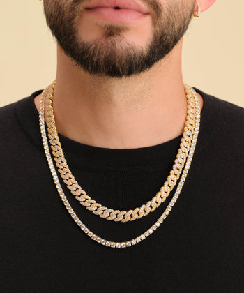 Iced Chain Stack- Gold