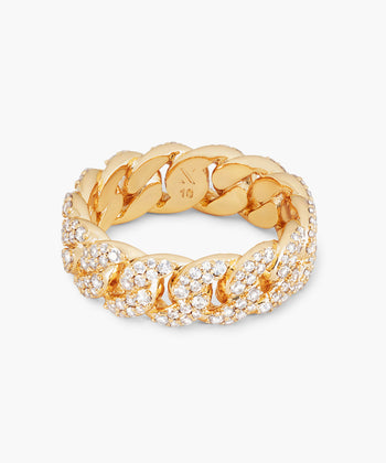 Iced Out Cuban Link Ring - Gold