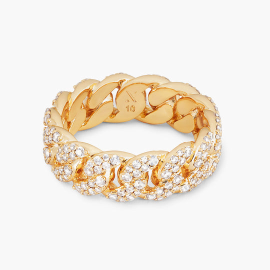 Iced Out Cuban Link Ring - Gold - Image 1/2