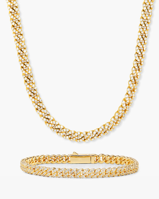 Women's Iced Out Cuban Set - Gold - Image 1/2