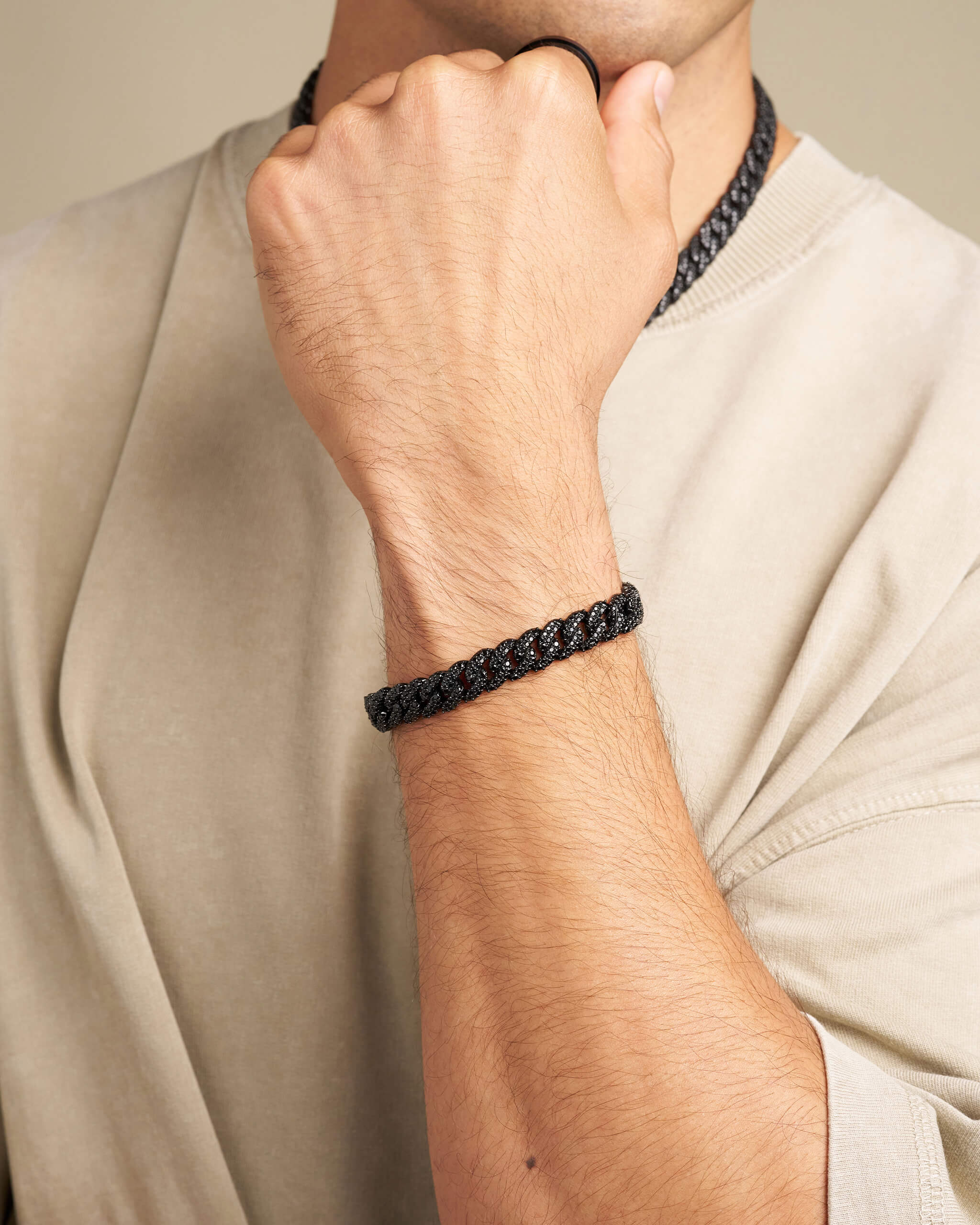 【BLACKPURPLE】BP Icebold Cuban Chain Bracelet Man 10mm BLACKPURPLE】BP Icebold Cuban Chain Bracelet Man 10mm