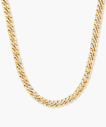 Women's Iced Out Cuban Link Chain - Gold