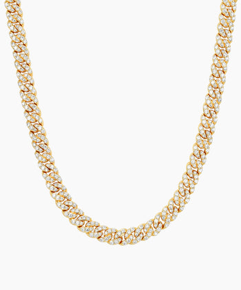 Women's Iced Out Cuban Link Chain - Gold