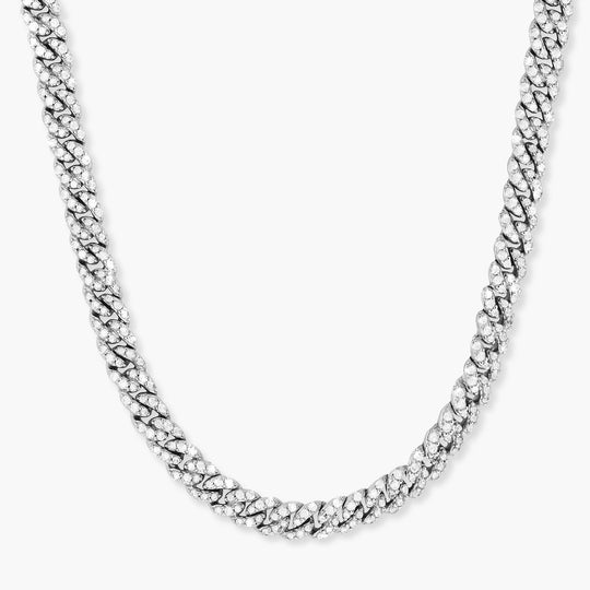 Women's Iced Out Cuban Link Chain - Silver - Image 1/2