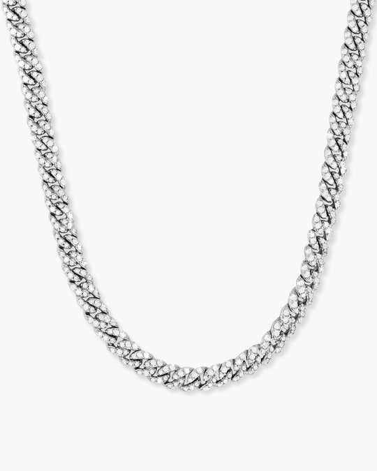 Women's Iced Out Cuban Link Chain - Silver - Image 1/2