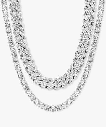 Iced Chain Stack - Silver