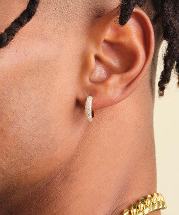 Iced Out Hoop Earrings - Gold