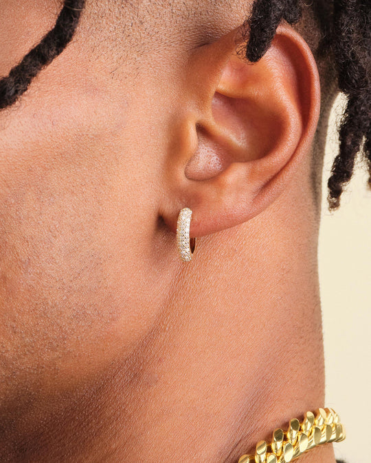 Iced Out Hoop Earrings - Gold - Image 2/2