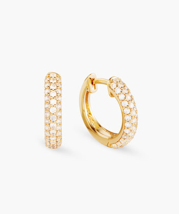 Women's Iced Out Hoop Earrings - Gold