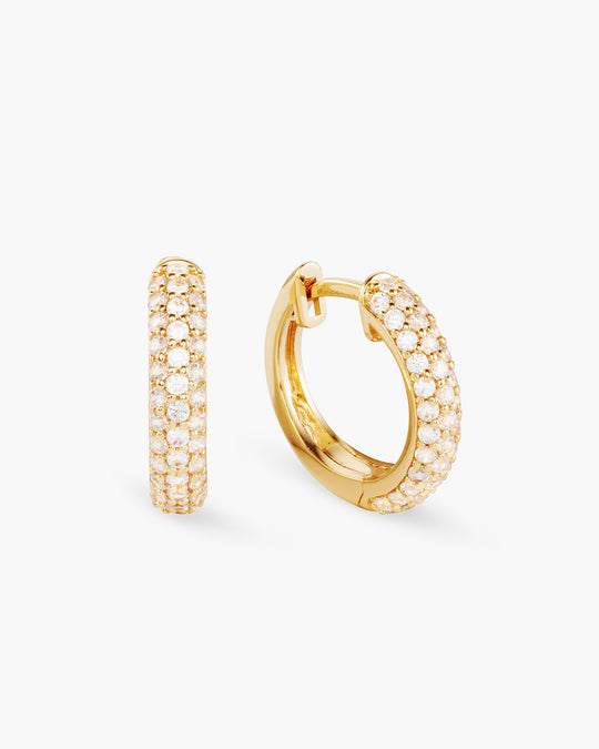 Women's Iced Out Hoop Earrings - Gold - Image 1/2