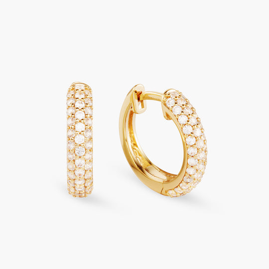 Iced Out Hoop Earrings - Gold - Image 2/2