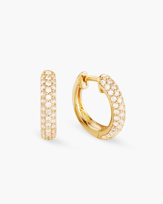 Iced Out Hoop Earrings - Gold - Image 1/2
