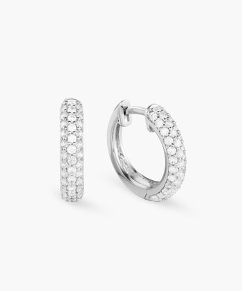 Picture of Women's Iced Out Hoop Earrings - Silver