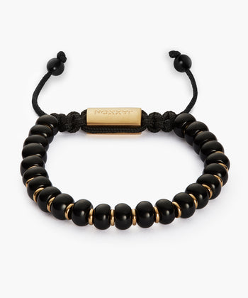 Onyx Beaded Bracelet - Gold