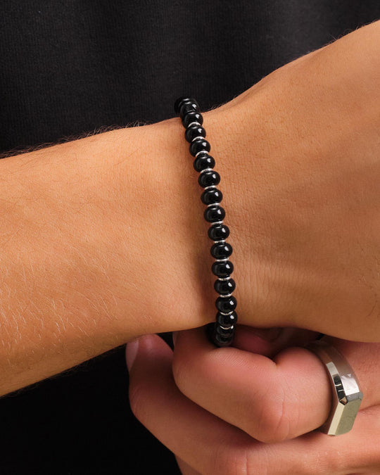 Onyx Beaded Bracelet - Silver - Image 2/2