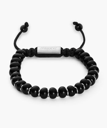 Onyx Beaded Bracelet - Silver