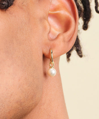 Pearl Hoop Earrings - Gold