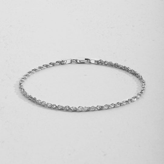 Rope Chain Bracelet 14K Yellow White Gold - Solid