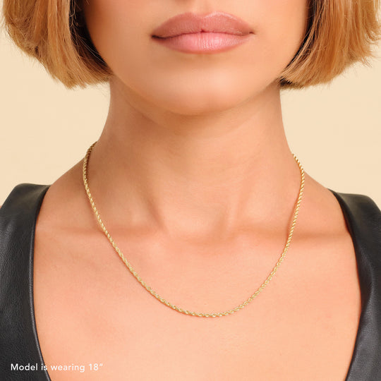 10K Gold 18 - 24 inch Hollow Rope Chain Necklace | One Size | Necklaces + Pendants Chain Necklaces