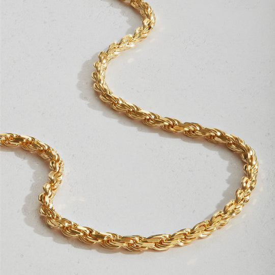 Men's 14K Solid Yellow Gold Rope Chain