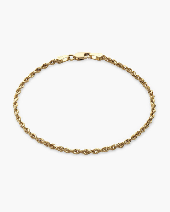 Solid Gold Rope Bracelet - 2mm - Image 1/2