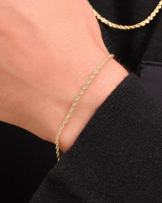 Solid Gold Rope Bracelet - 2mm - Image 2/2