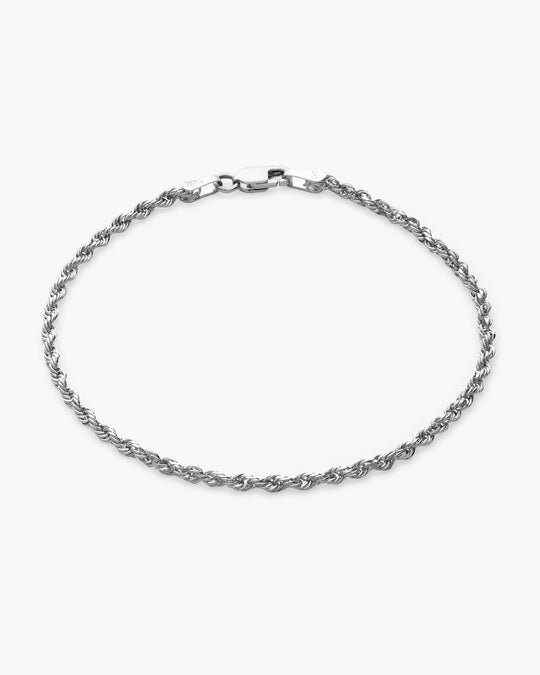 White Gold Rope Bracelet - 2mm - Image 1/2